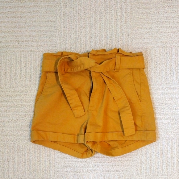 Express Pants - Express High Waist Mustard Shorts